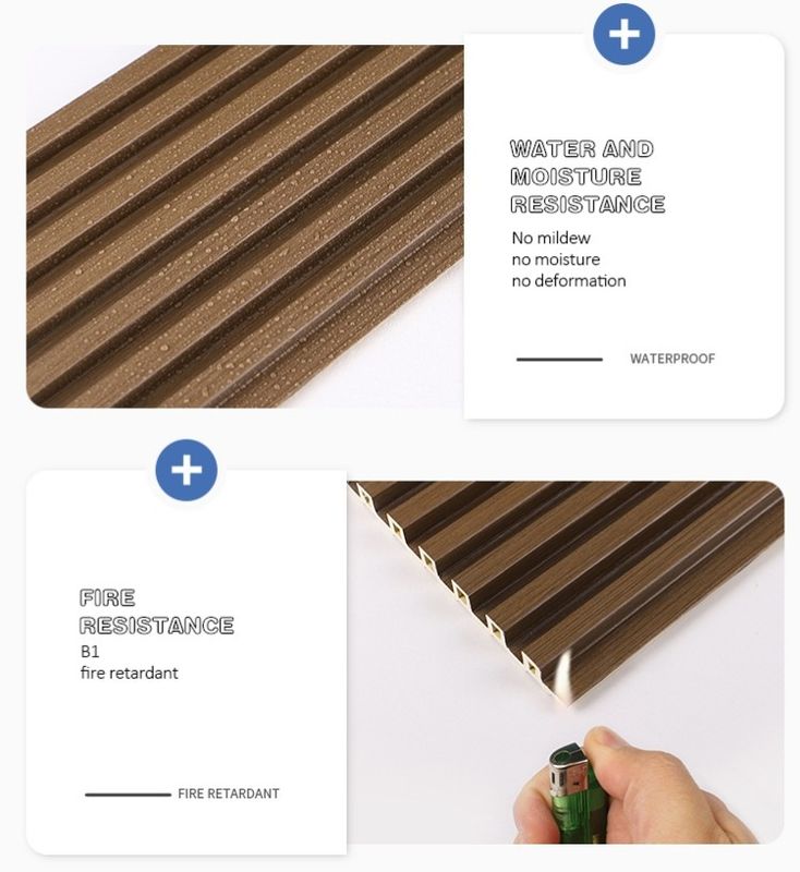 Trang trí nội thất nội thất Màu gỗ Hiệu quả năng lượng chống gió chống trầy xước Bảng tường WPC Hiệu ứng 3D