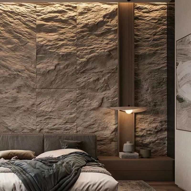 Trọng lượng nhẹ ngoài trời trang trí bên ngoài PU Fux Rock Polyurethane Stone Panel 3D PU Stone Wall Panel