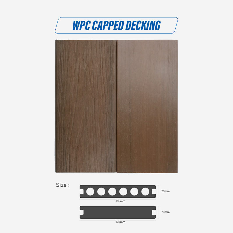 WPC / BPC Teak Màu WPC Terrace ngoài trời chống cháy phủ sợi gỗ chống nước chất lượng cao Composite Decking chống trượt