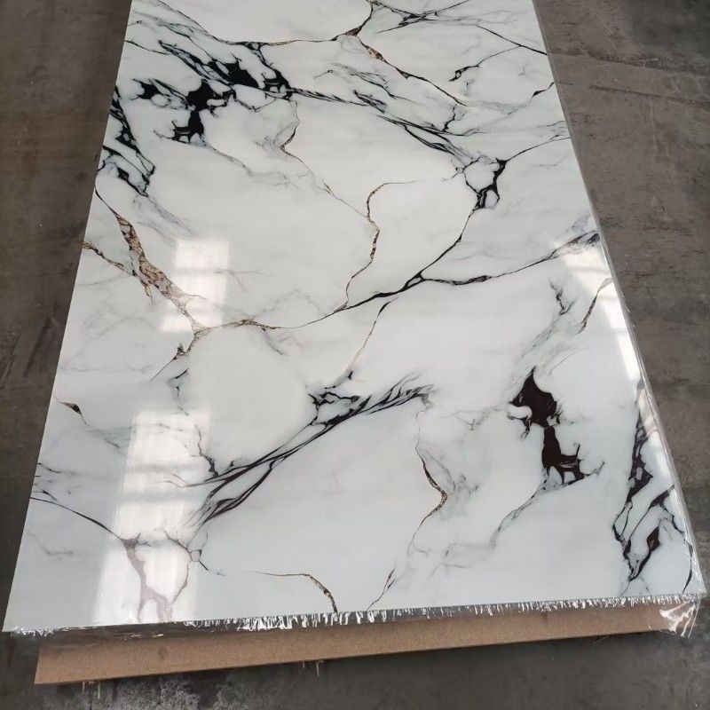 UV Board PVC Laminate Sheet 1220*2440mm Nội thất trang trí Marble Wall Covering Panel