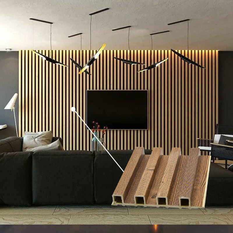 Eco Friendly Fluted Wpc Wall Panel Indoor Use Wpc Wall Cladding Interior Decoration Alternative Wood (Thiết kế nội thất bằng gỗ thay thế)