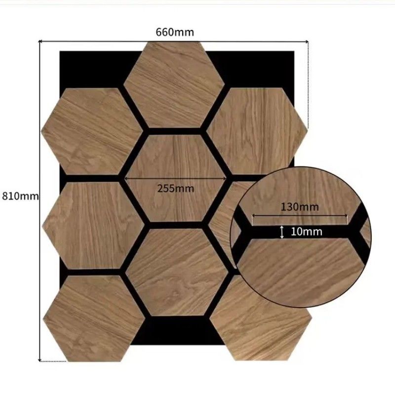 Thiết kế hiện đại gỗ veneer Acoustic Hexagon Panel Soundproof And Sound-Absorbing Wall Panels For Hotel Insulation