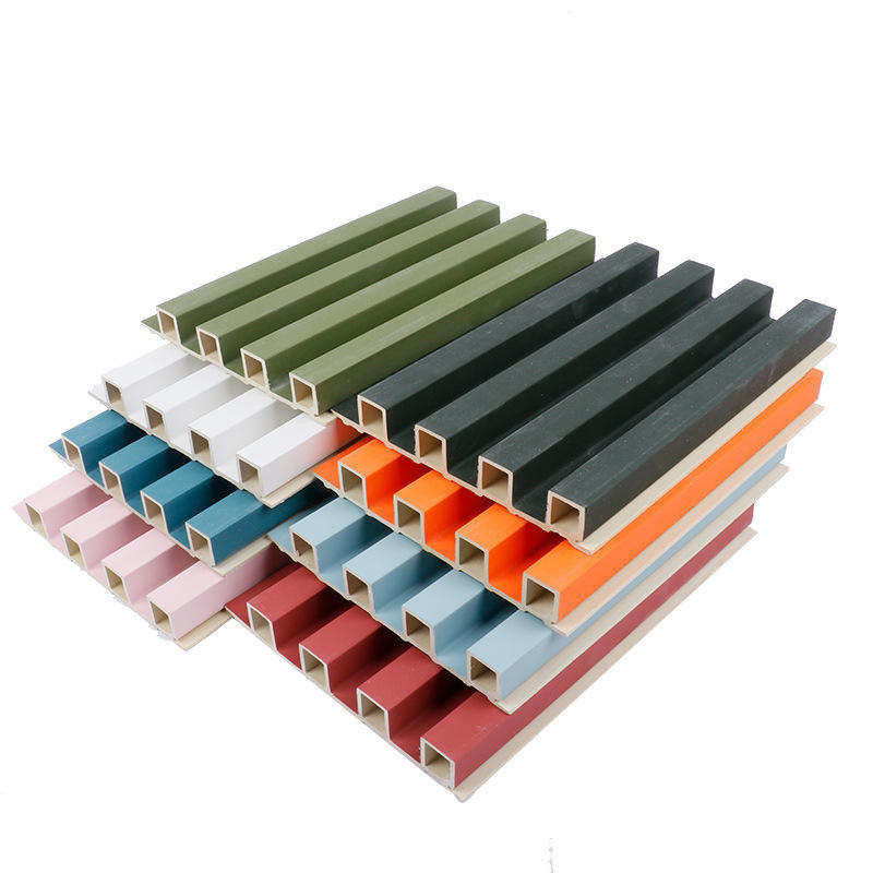 Tấm ốp lamri trang trí 3D bằng PVC, composite gỗ, tấm ốp sọc dọc nội thất, tấm ốp tường WPC, chống cháy theo yêu cầu của khách hàng