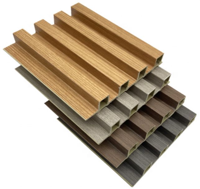 Tấm ốp tường tích hợp chống thấm nước khác Tấm gỗ cong Tấm ốp tường PVC Trang trí tường Nội thất Thanh nan WPC
