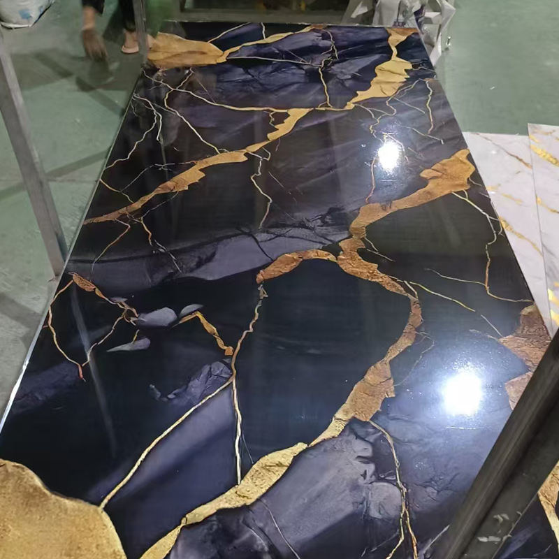 1220 * 2440mm Thẻ UV màu tùy chỉnh PVC Bảng tường đá cẩm thạch cho trang trí tường nội thất