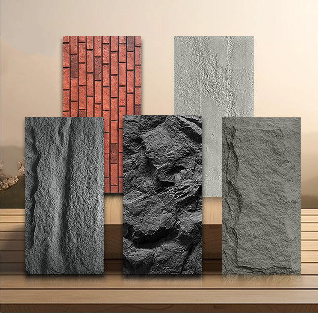 Factory Pu Stone Wall Panel Pu Faux Stone Panels Nấm nhìn 1200x600mm Nội thất nội thất trang trí bảng bảng nấm Deco Bức tường