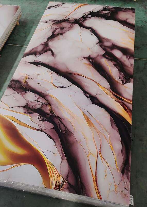 Bảng đá cẩm thạch UV Bảng tường PVC hiện đại Bảng trang trí bóng cao Nhựa cho TV nền Nội thất Nhà 1220x2440mm*3mm