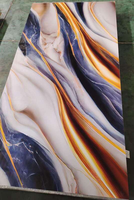 Bảng đá cẩm thạch UV Bảng tường PVC hiện đại Bảng trang trí bóng cao Nhựa cho TV nền Nội thất Nhà 1220x2440mm*3mm