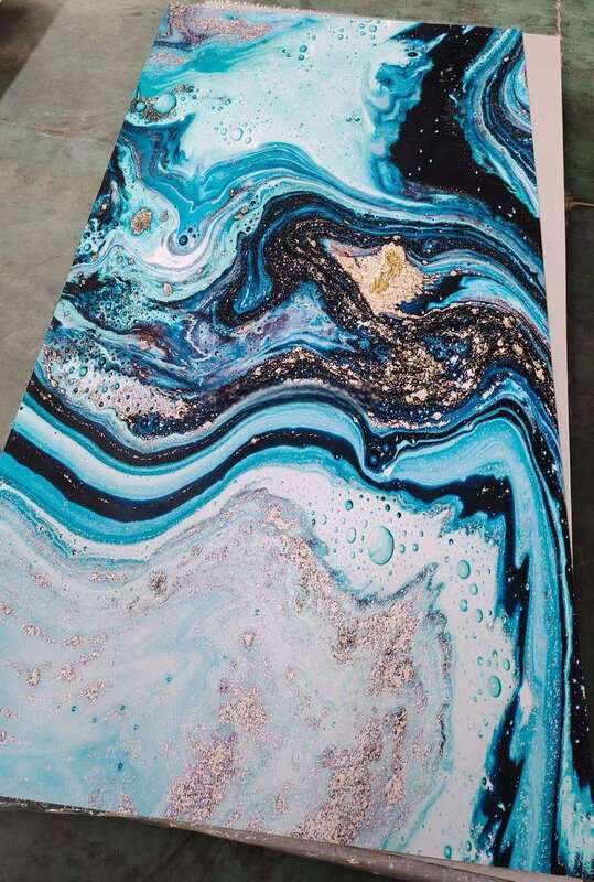 Bảng đá cẩm thạch UV Bảng tường PVC hiện đại Bảng trang trí bóng cao Nhựa cho TV nền Nội thất Nhà 1220x2440mm*3mm