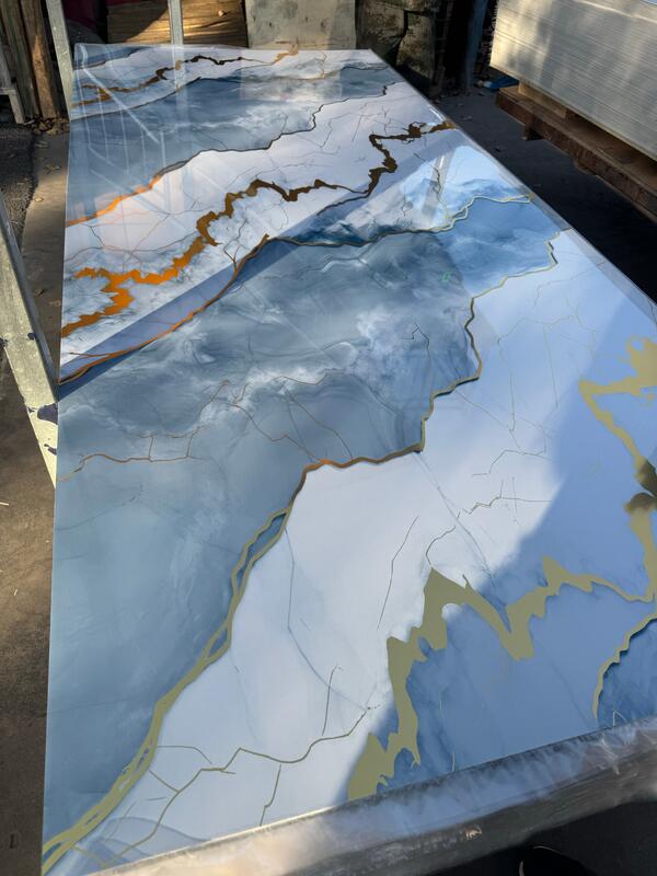 Nhà máy trực tiếp cung cấp 2.5mm 2.8mm Độ dày 4 * 8Feet PVC đá cẩm thạch tấm UV tấm chống nước chống cháy chống trầy xước