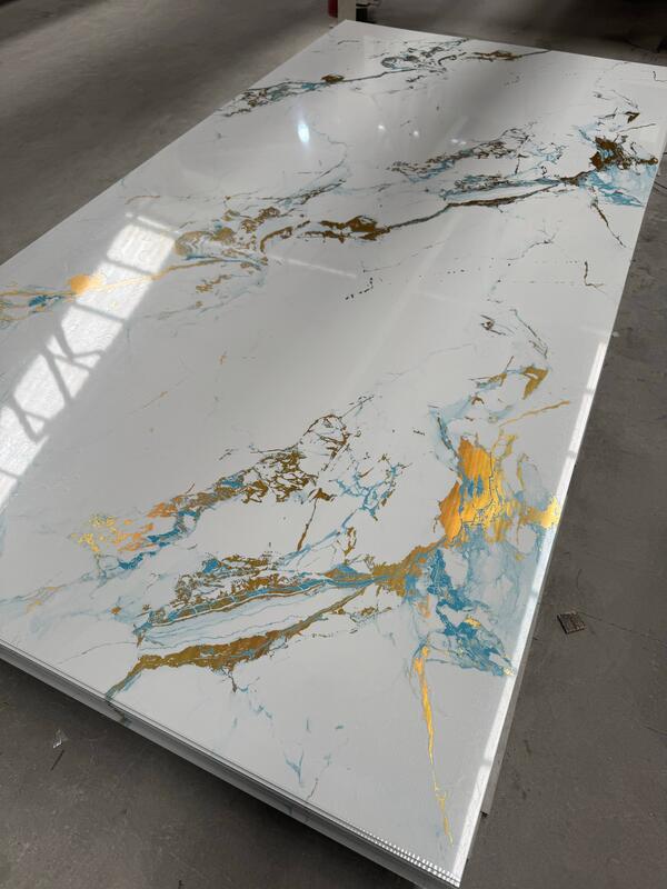 Nhà máy trực tiếp cung cấp 2.5mm 2.8mm Độ dày 4 * 8Feet PVC đá cẩm thạch tấm UV tấm chống nước chống cháy chống trầy xước