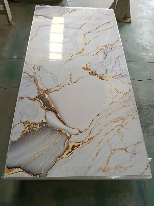 Factory Direct Supply Gold Color Wholesale UV Coating Board Flexible PVC Marble Sheet Bàn tường trang trí