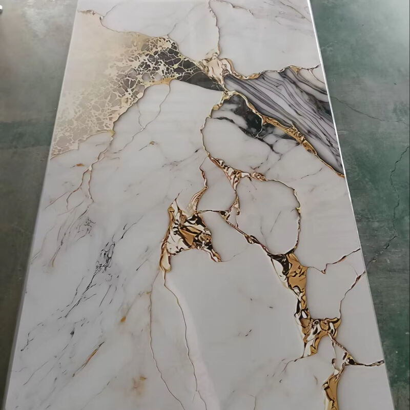 Factory Direct Supply Gold Color Wholesale UV Coating Board Flexible PVC Marble Sheet Bàn tường trang trí