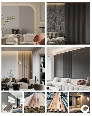 Trang trí nội thất 160 * 24mm Tấm tường Wpc có rãnh 3d Tấm ốp Morden